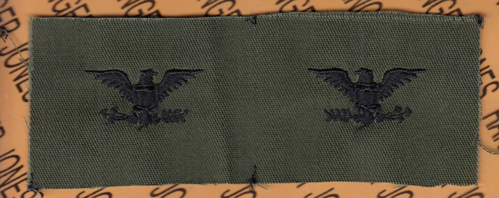 US ARMY Colonel COL O-6 OD Green & Black BDU sew on rank patch set