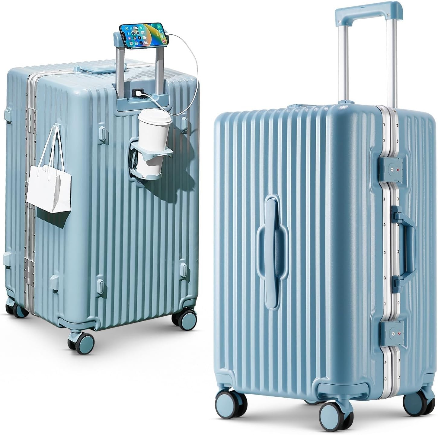 24Inch Polycarbonate Aluminum Frame Hardshell Carry On Suitcase Zipperless TSA