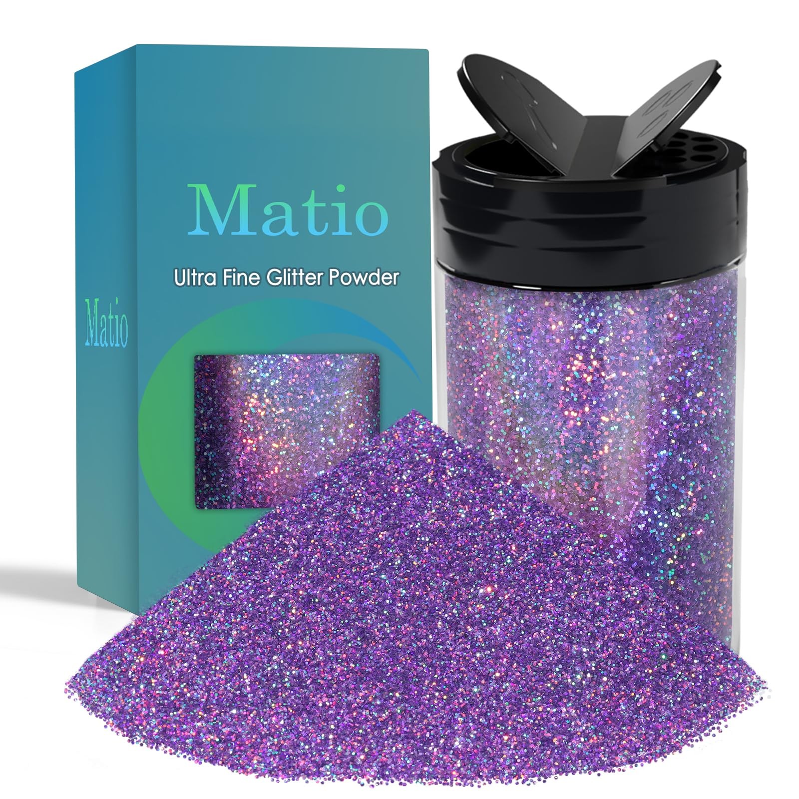 Holographic Fine Glitter, 7.76oz/220g Laser Purple Craft Glitter Powder 1/64"...