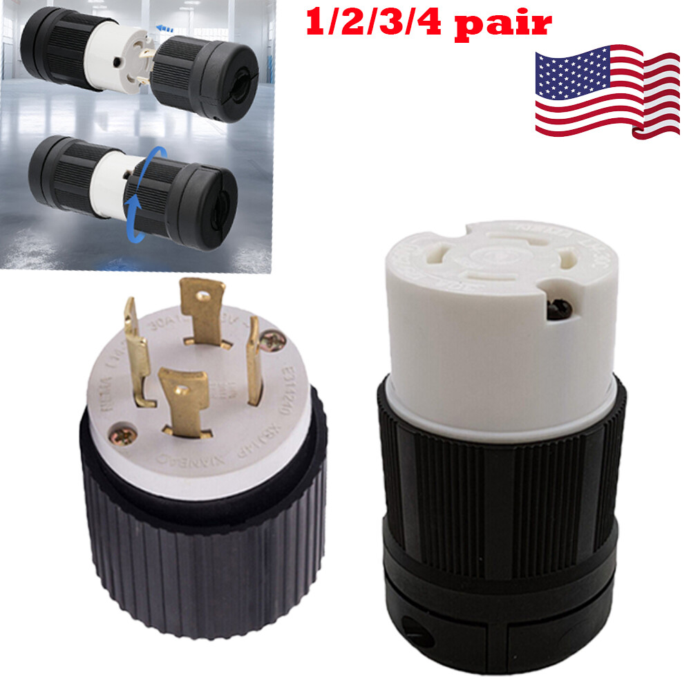 3 Pole 4 Wires NEMA L14-30 Plug and Connector Receptacle UL Listed 30A 125/250V