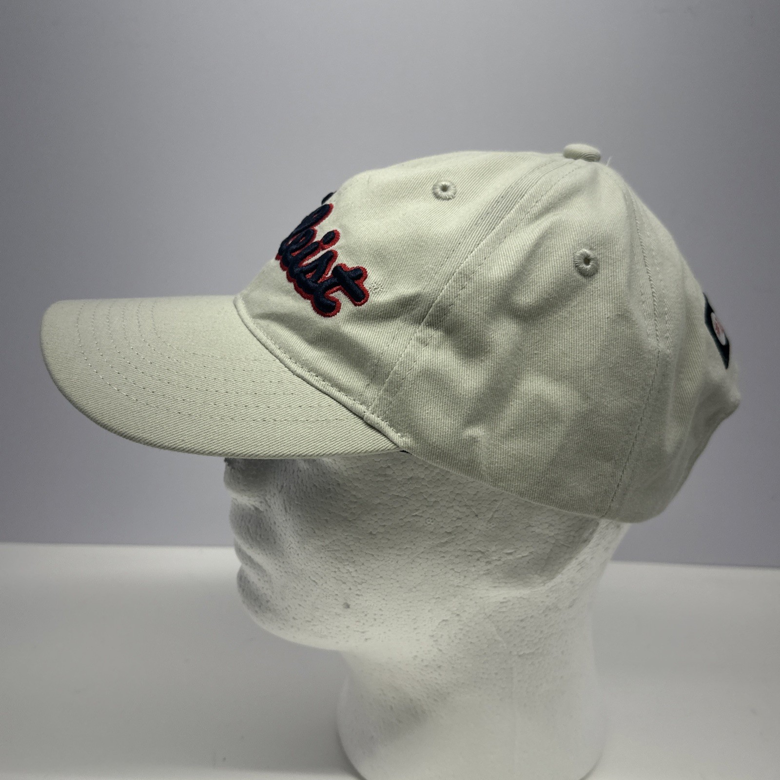 Titleist Golf Strap Back Hat Beige Cap Embroidered #1 Lynch Adjustable
