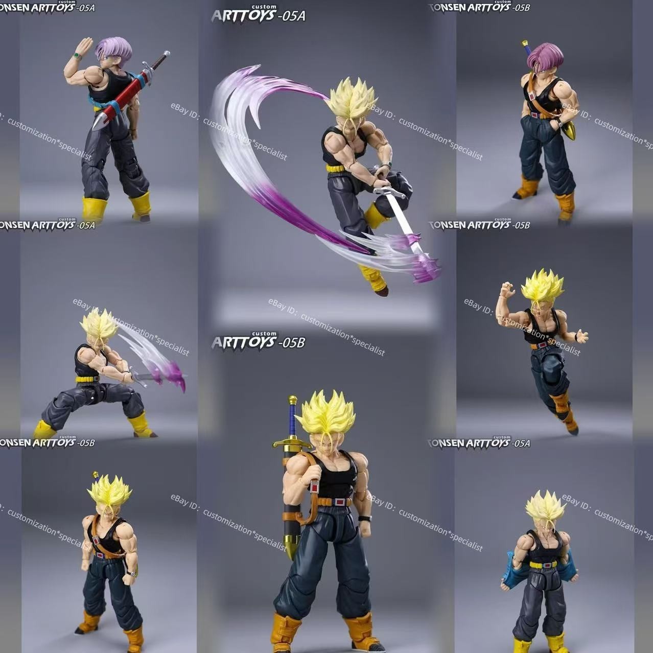 TONSEN ARTTOYS custom Super Saiyan Trunks 05A 05B 1/12 SHF Action Figure Reprint