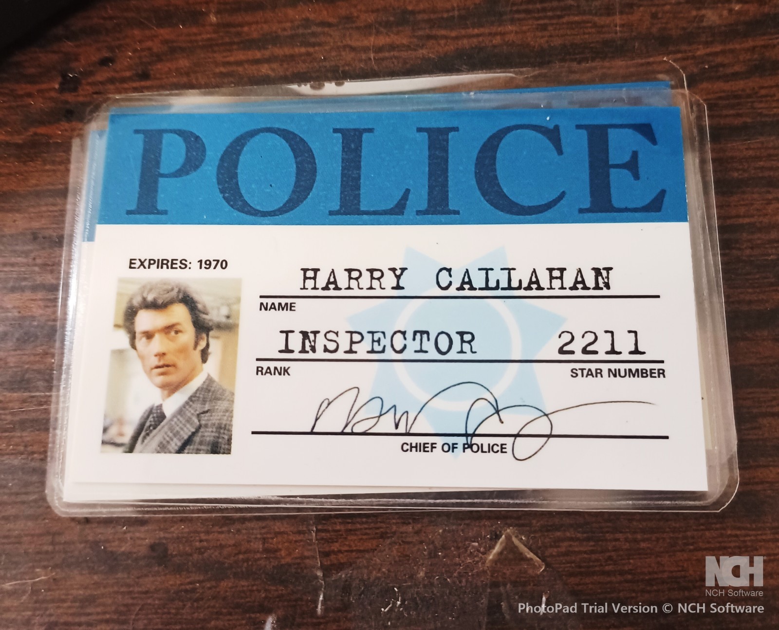 NEW Dirty Harry - Harry Callahan sealed in plastic Detective Wallet ID Card