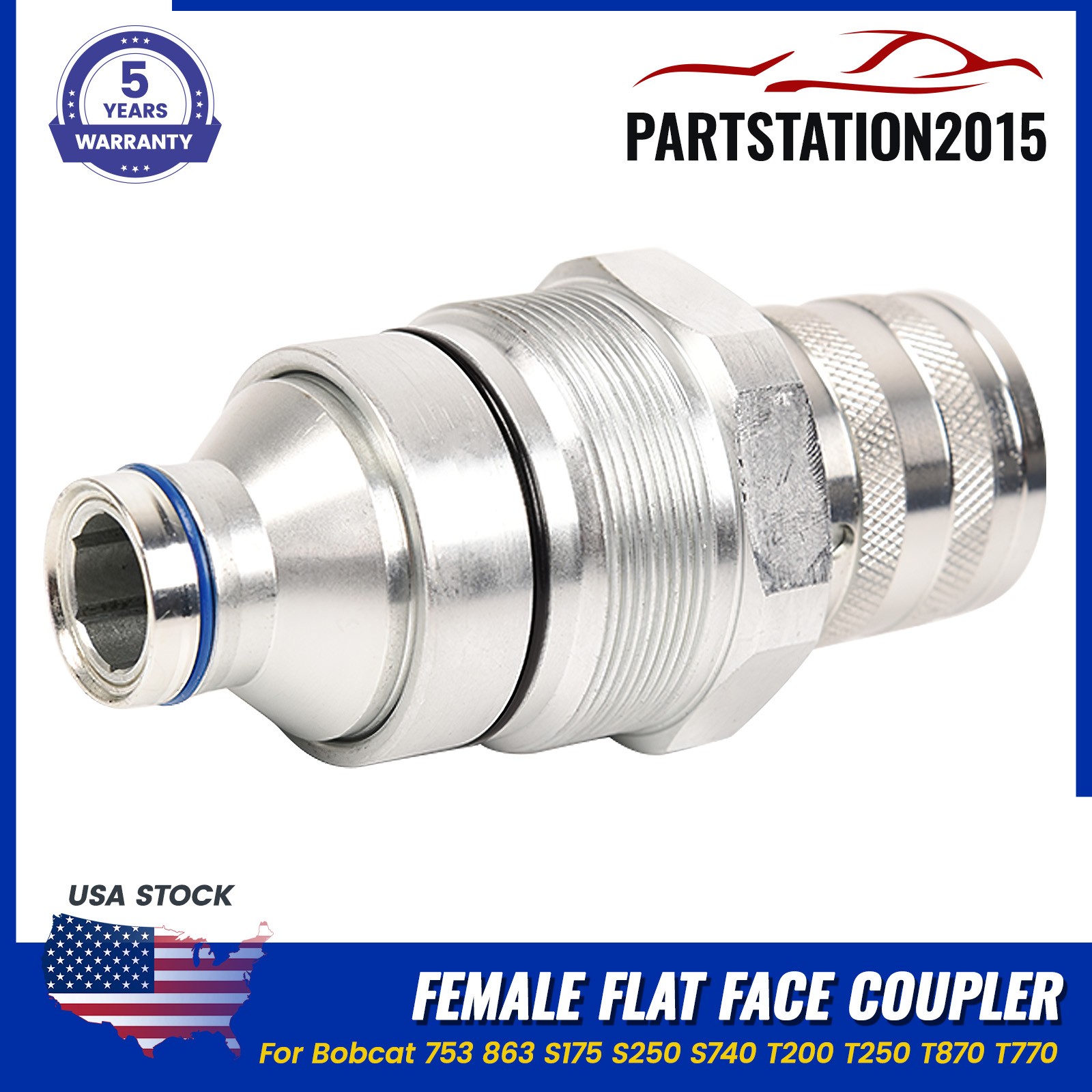 For Bobcat Female Flat Face Coupler 753 863 S175 S250 S740 T200 T250 T870 T770
