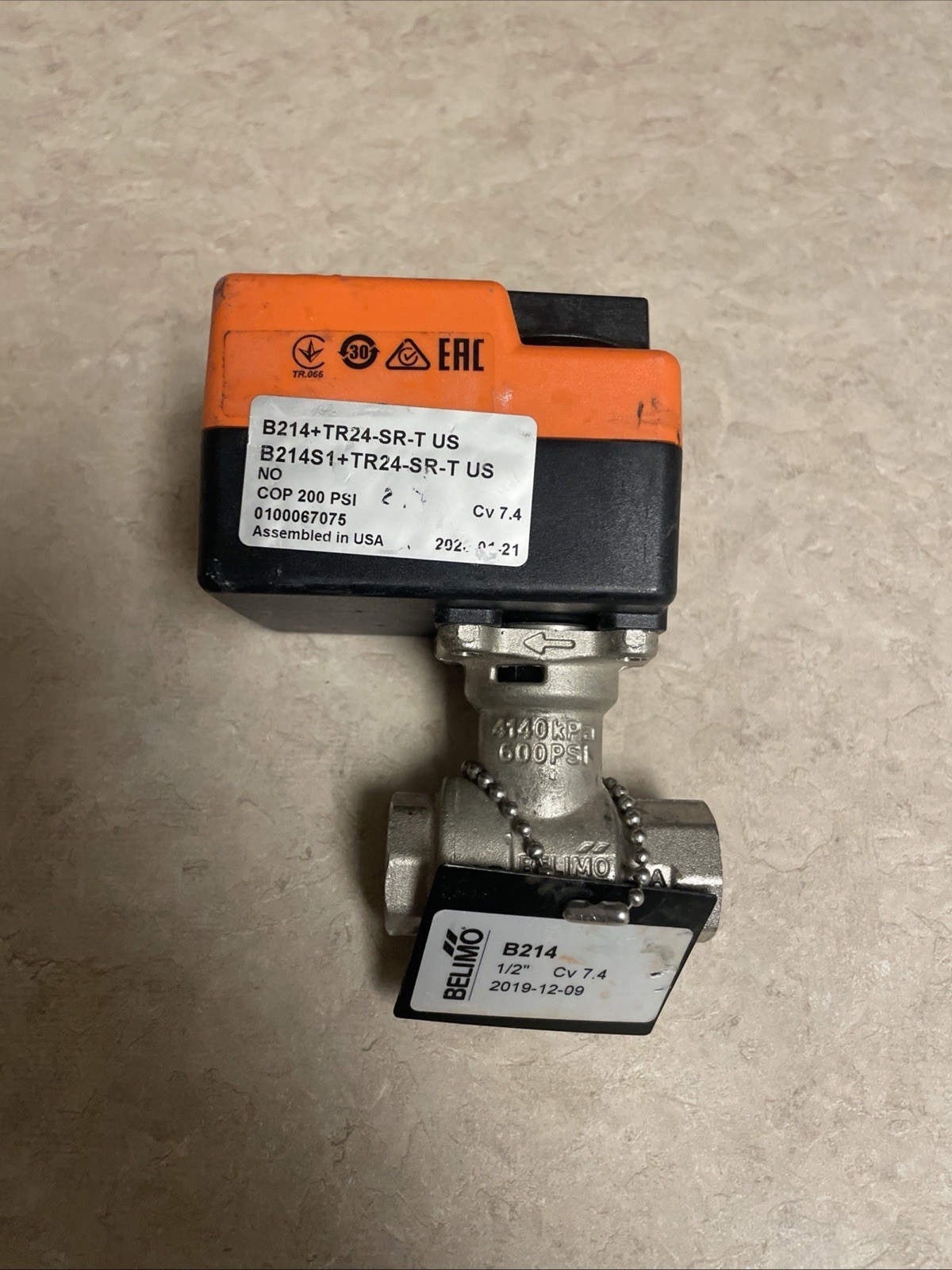 Belimo Actuator (#TR24-SR-T US) and Valve Body (1/2")
