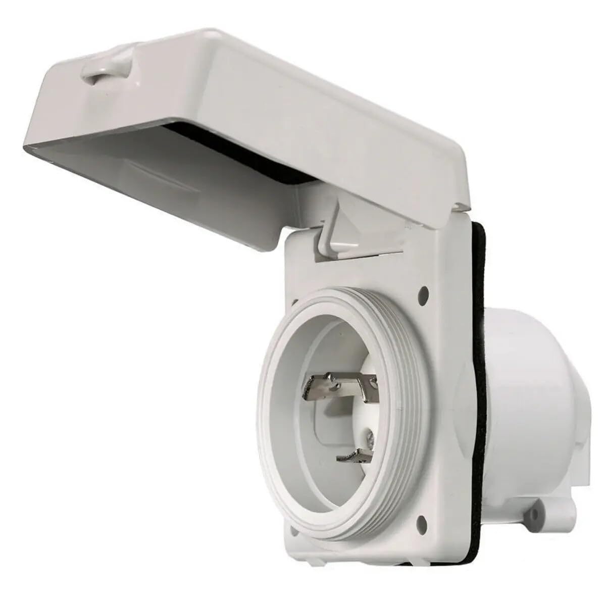 Hubbell - HBL303NM - White Flanged Locking Inlet, 30 Amps, 120VAC Voltage,