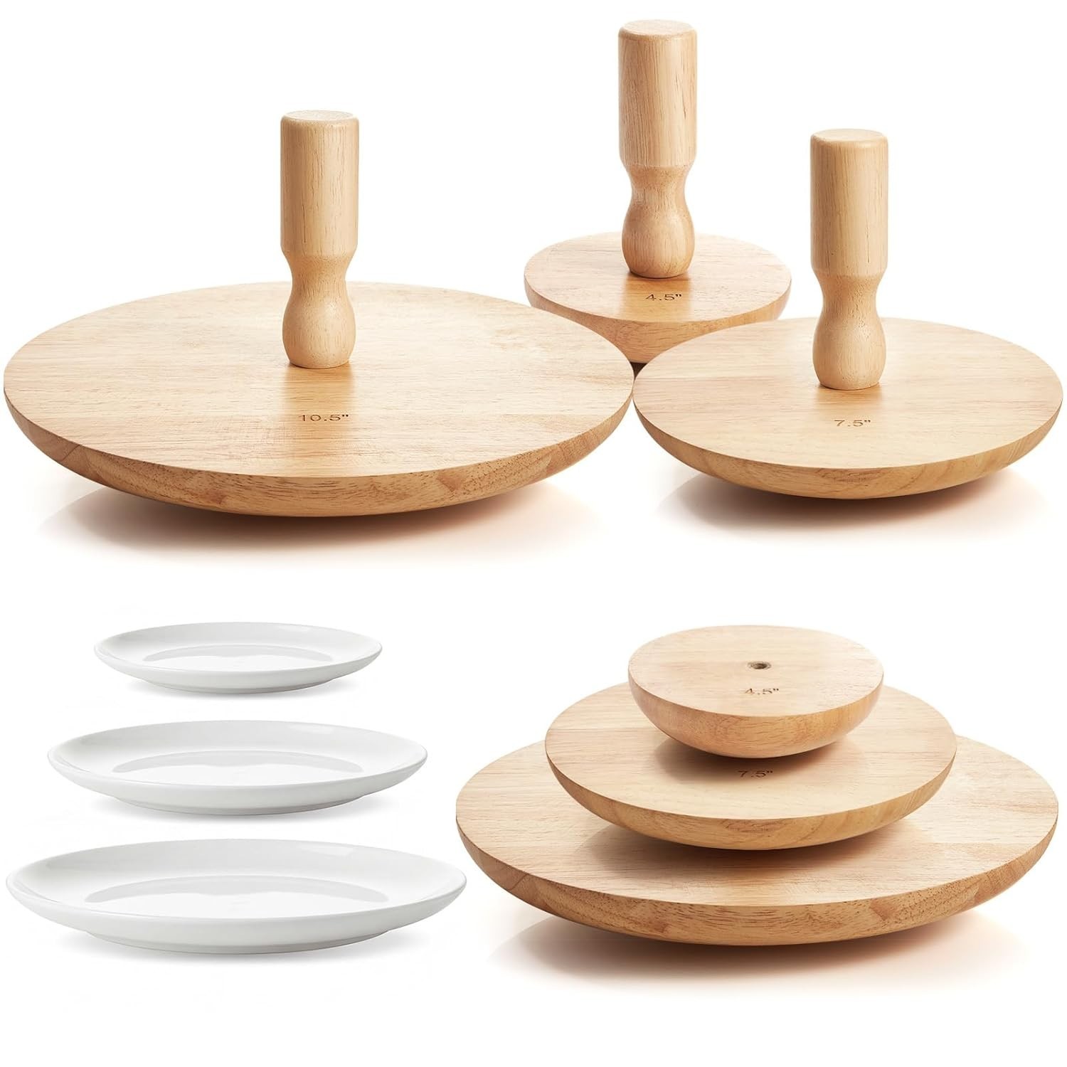 3 Pack Pottery Molds Plaster Molds Wood Pottery Tools with Handle Ceramic Tools