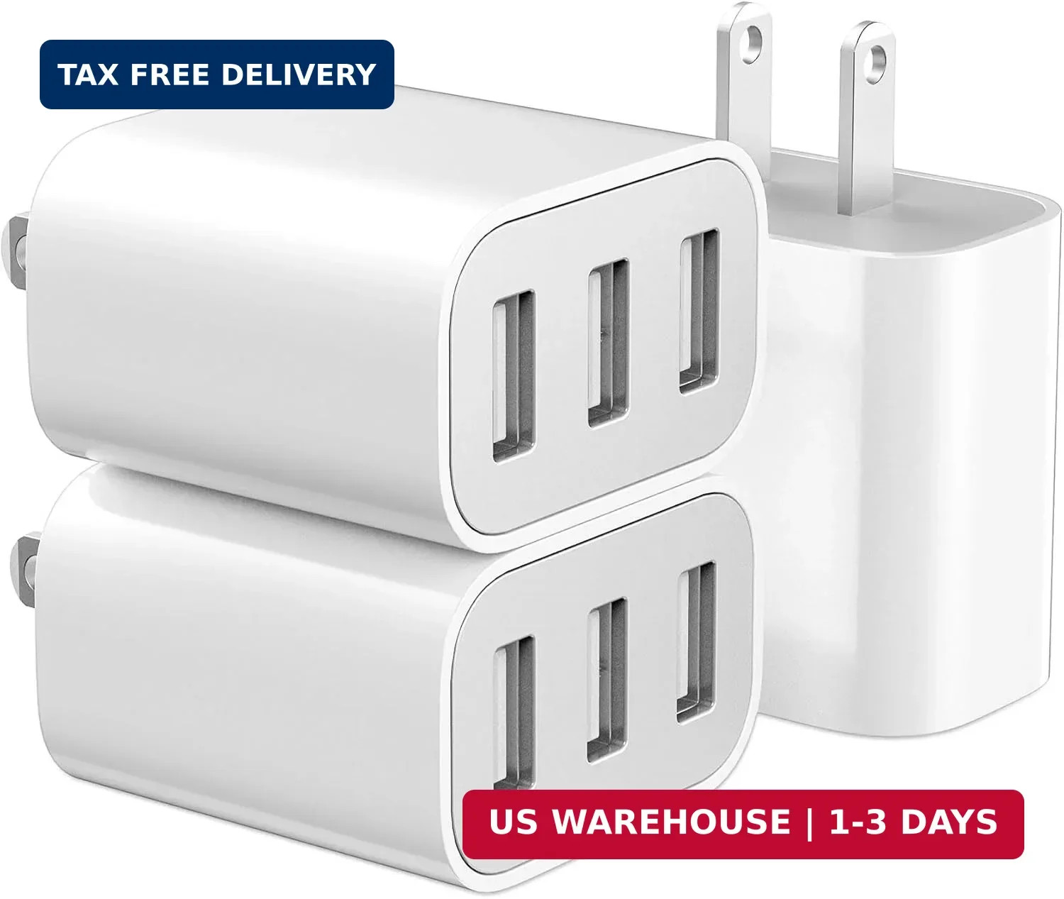 3 Pack USB Wall Charger, Dual Port Plug Adapter for Wall Outlet Charging Block,