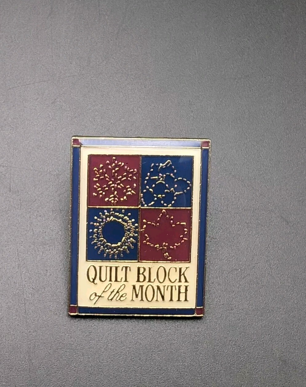 Quilt Block Of The Month Enamel Metal Lapel Pin
