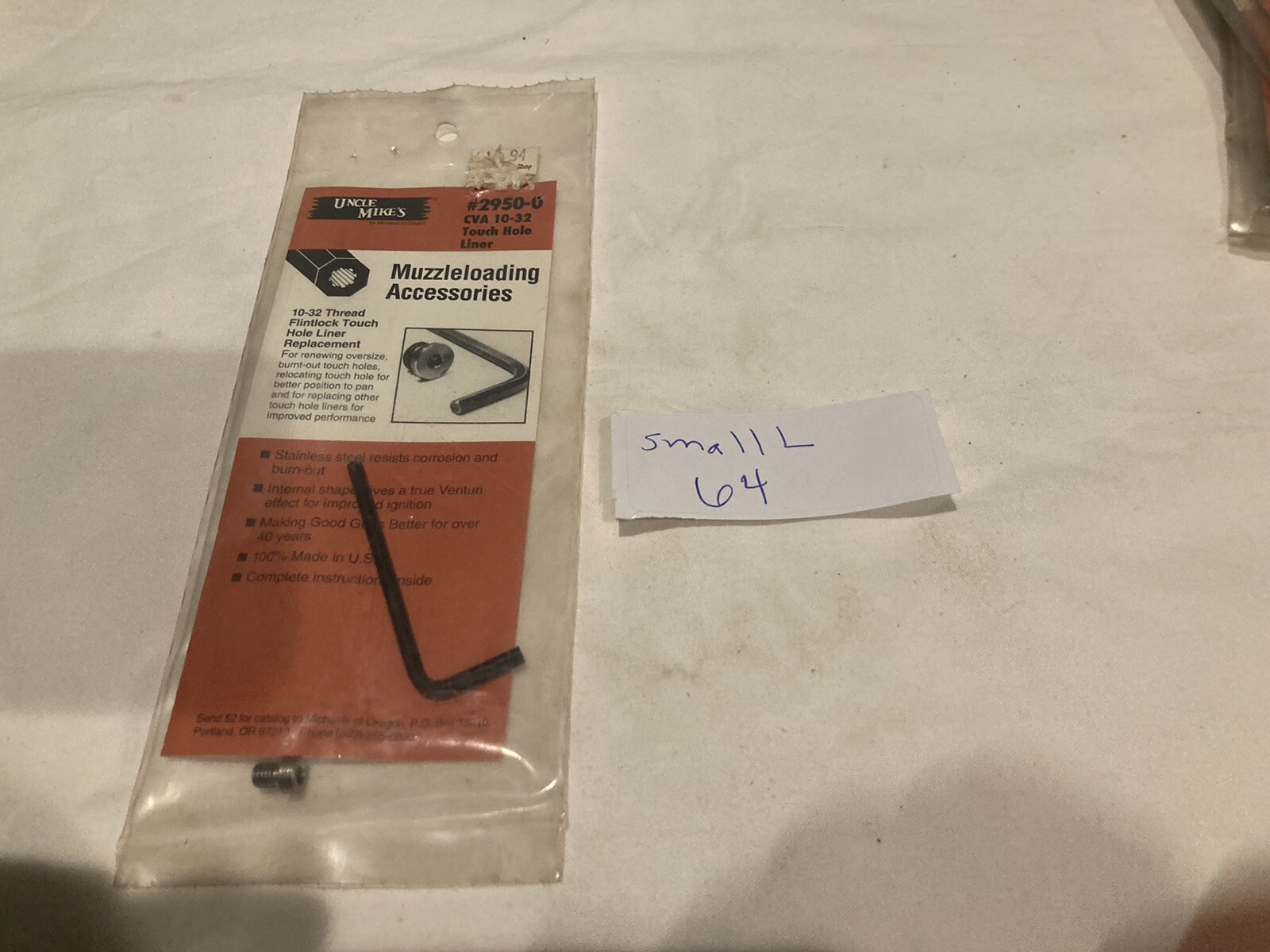 Uncle Mikes Muzzleloading Accessory 10-32 Thread Touchhole Liner Replace 2950-0