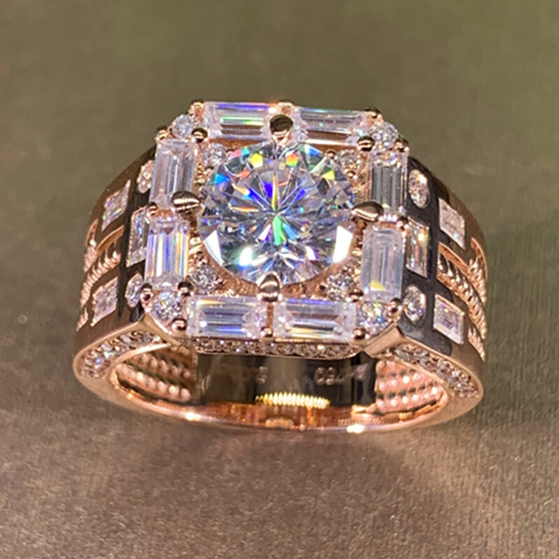 Fashion Ring Men/Women 925 Silver,Rose Gold Cubic Zircon Ring Sz 6-10