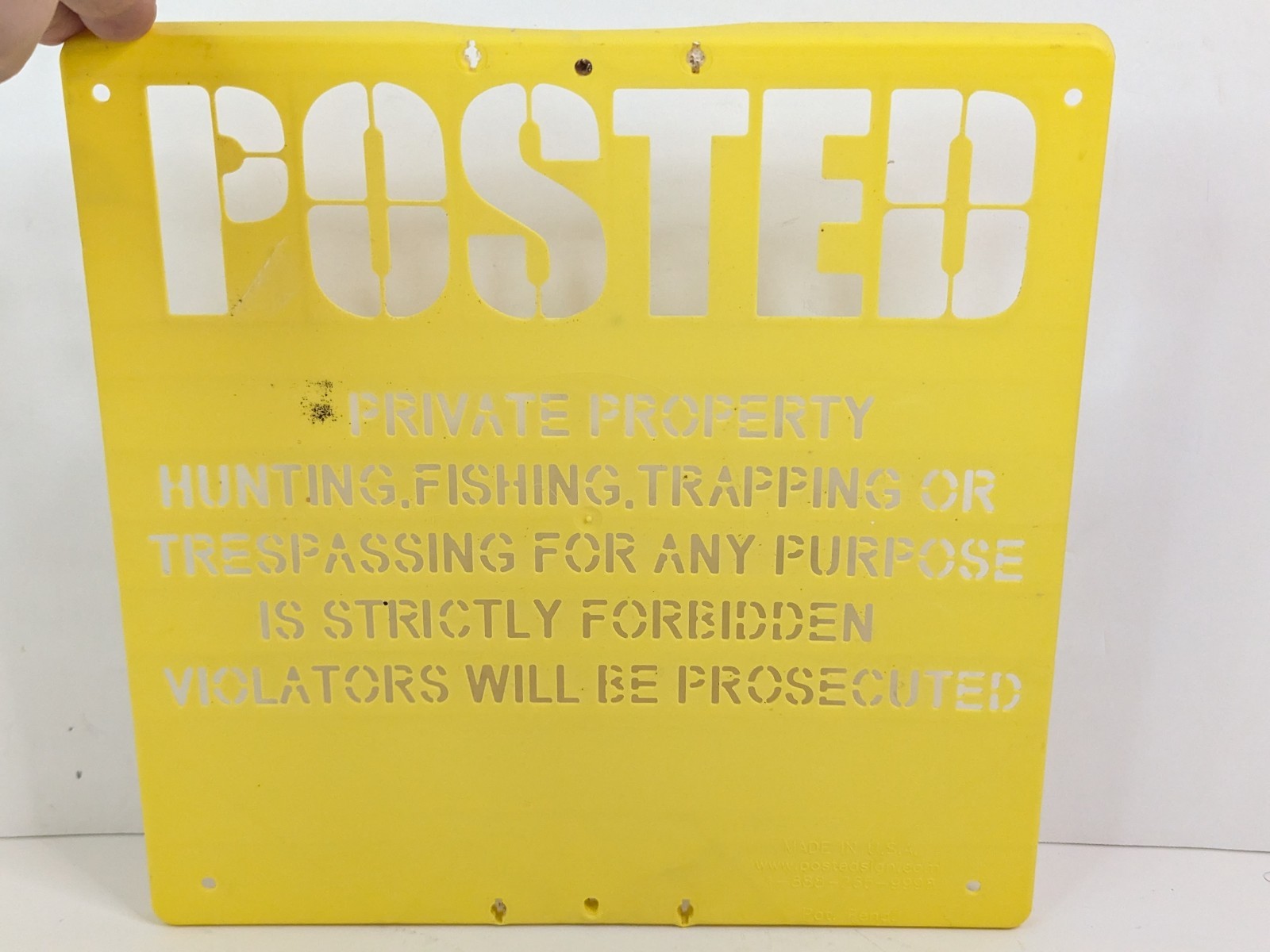 Private Property Hunting Fishing Trespassing Plastic Stencil Sign 11x11 Yellow