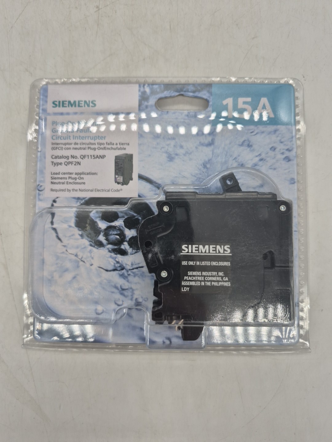Siemens 15 Amp 15A Plug-On Neutral GFCI QF115ANP Type QPF2N Circuit Breaker New!