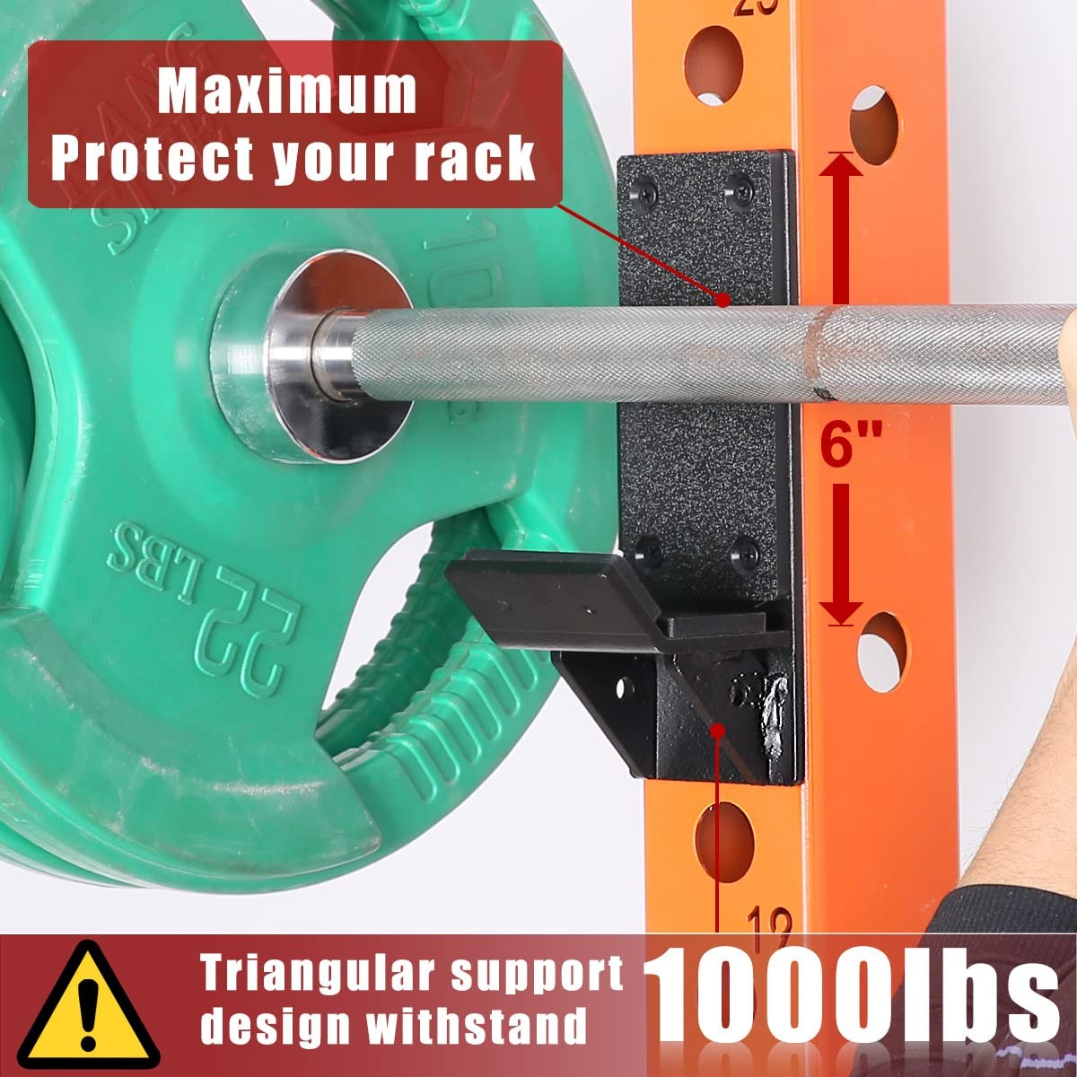 J-Hooks for 3"x3" Squat/Power Rack(1" Hole), Heavy Duty J-Cups Barbell Holder...