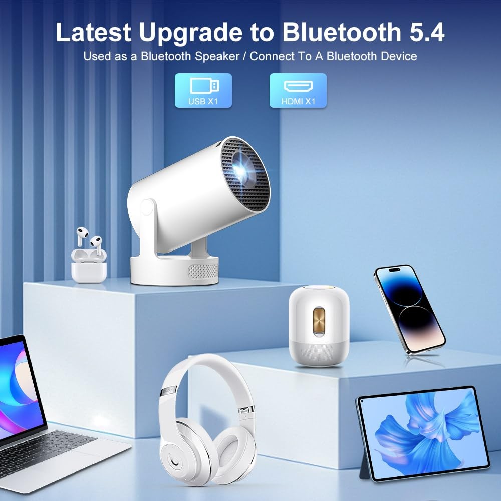 Mini Projector with Wifi and Bluetooth 5.4, Short Throw Projector 4K Support,...