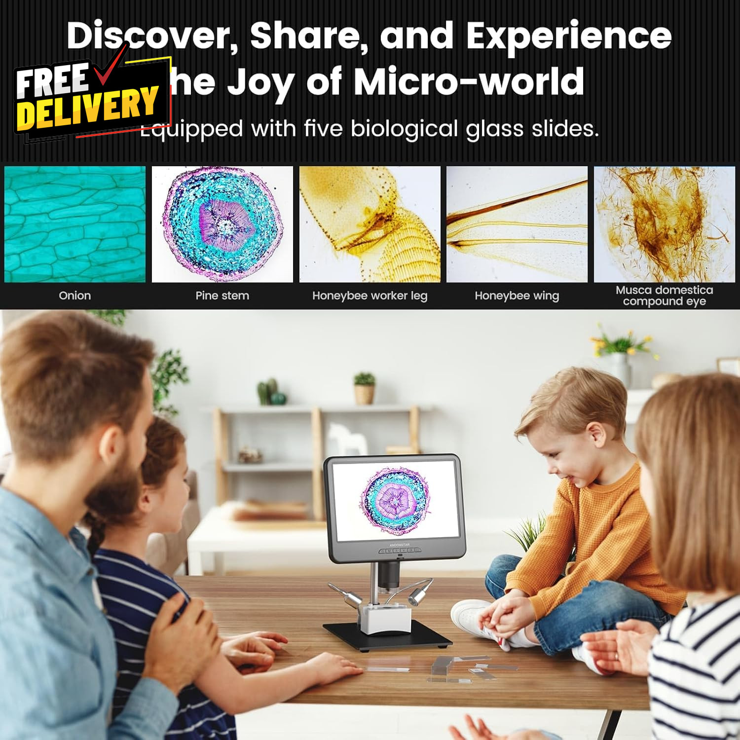 AD210 10.1" LCD Digital Microscope for Electronics Repair Coins w/ Light 32GB