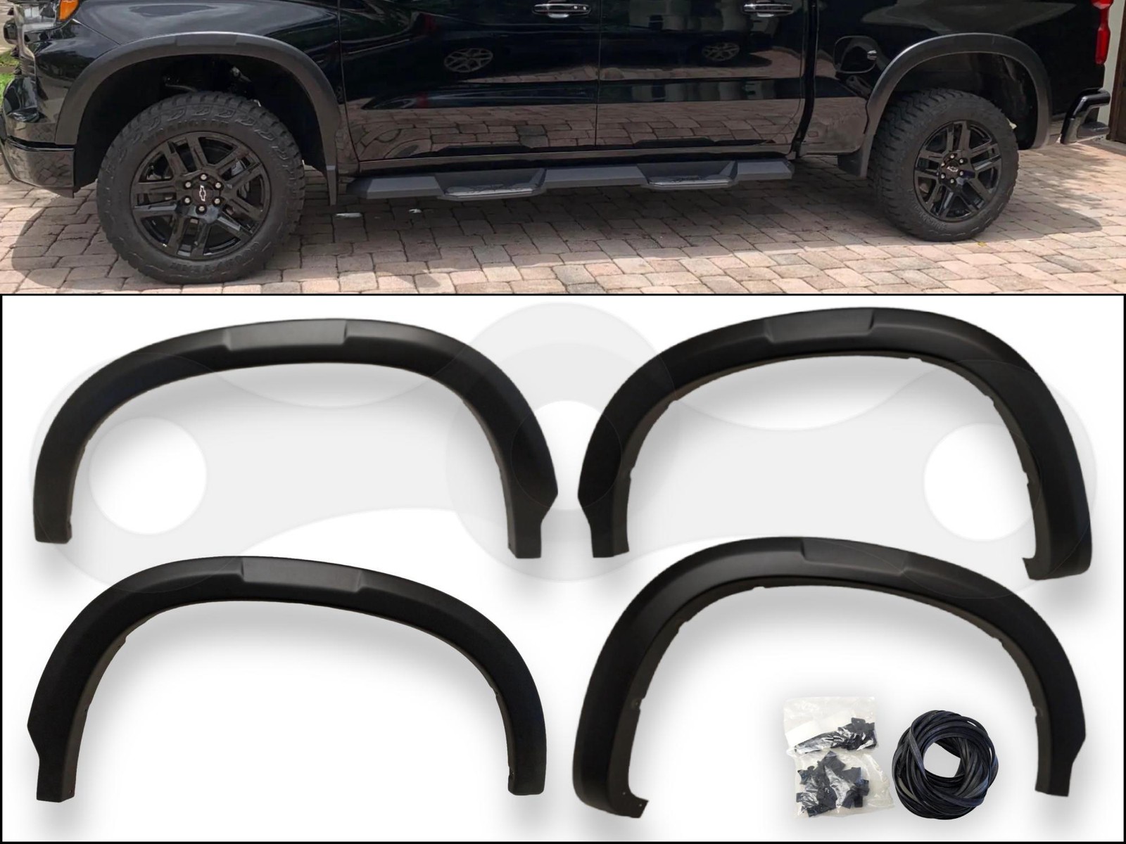 Genuine GM OEM 2019-2024 Silverado 1500 Fender Mud Flares Lip 4pcs/Set Black