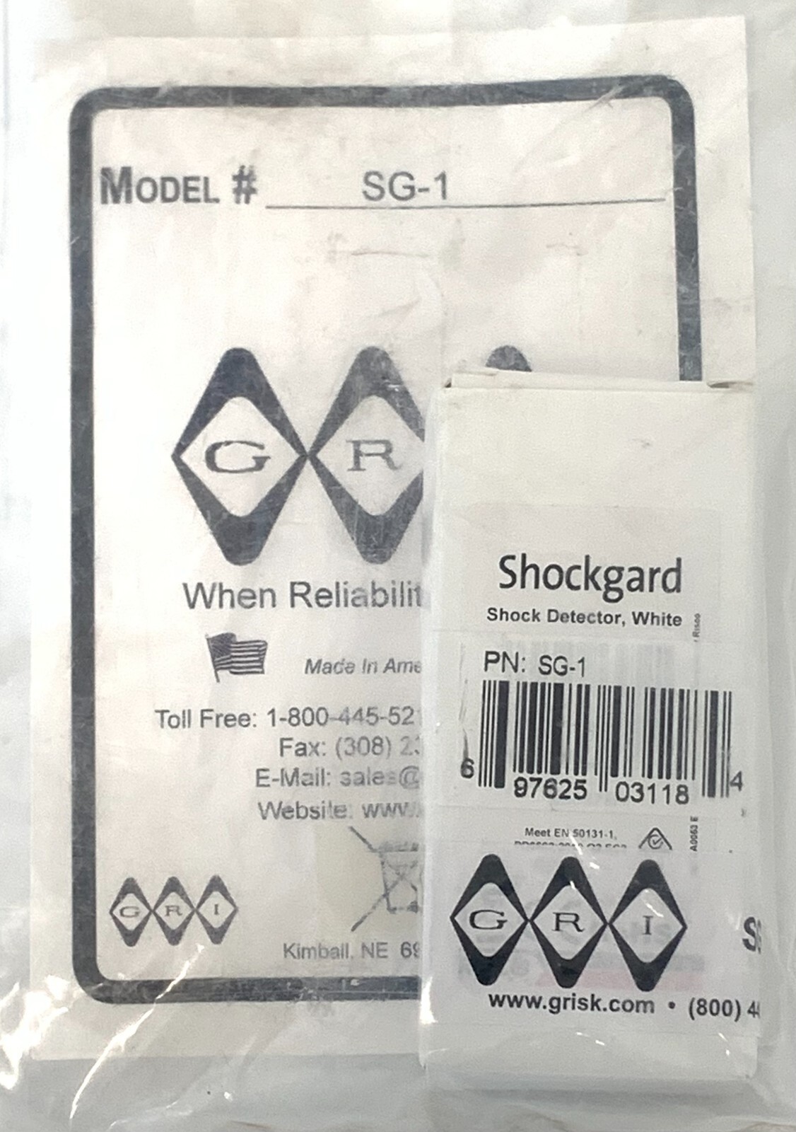 GRI SG-1 Shockgard Shock Detector, White