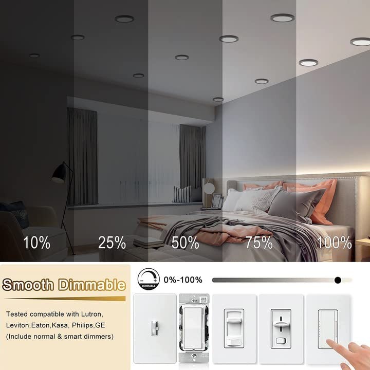 7 Inch Small LED Flush Mount Ceiling Light Dimmable,5000k Daylight 3 Pack Black