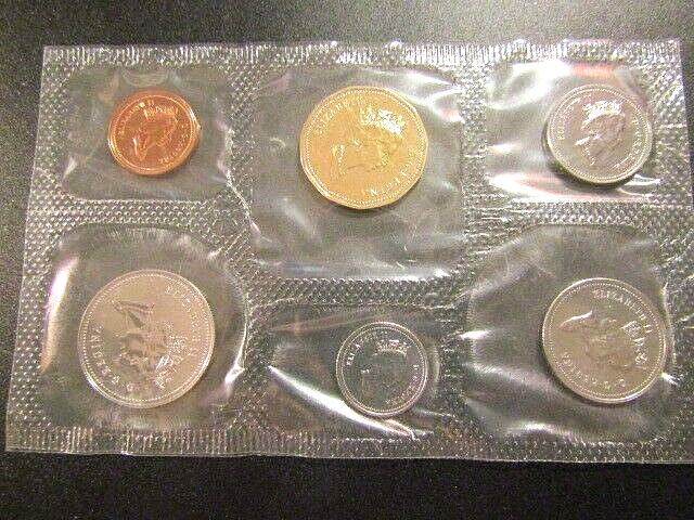 Canada 1991 6 Coins 1 Dollar, 1,5,25,50,10,Cents unc Sealed Coin Set with COA