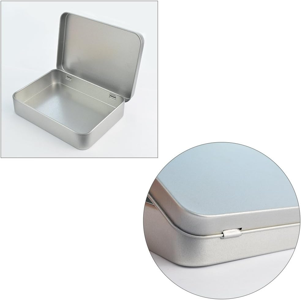 12pcs Metal Rectangular Empty Hinged Tins Box Containers 4.5x3.3x0.9 in, Mini Po