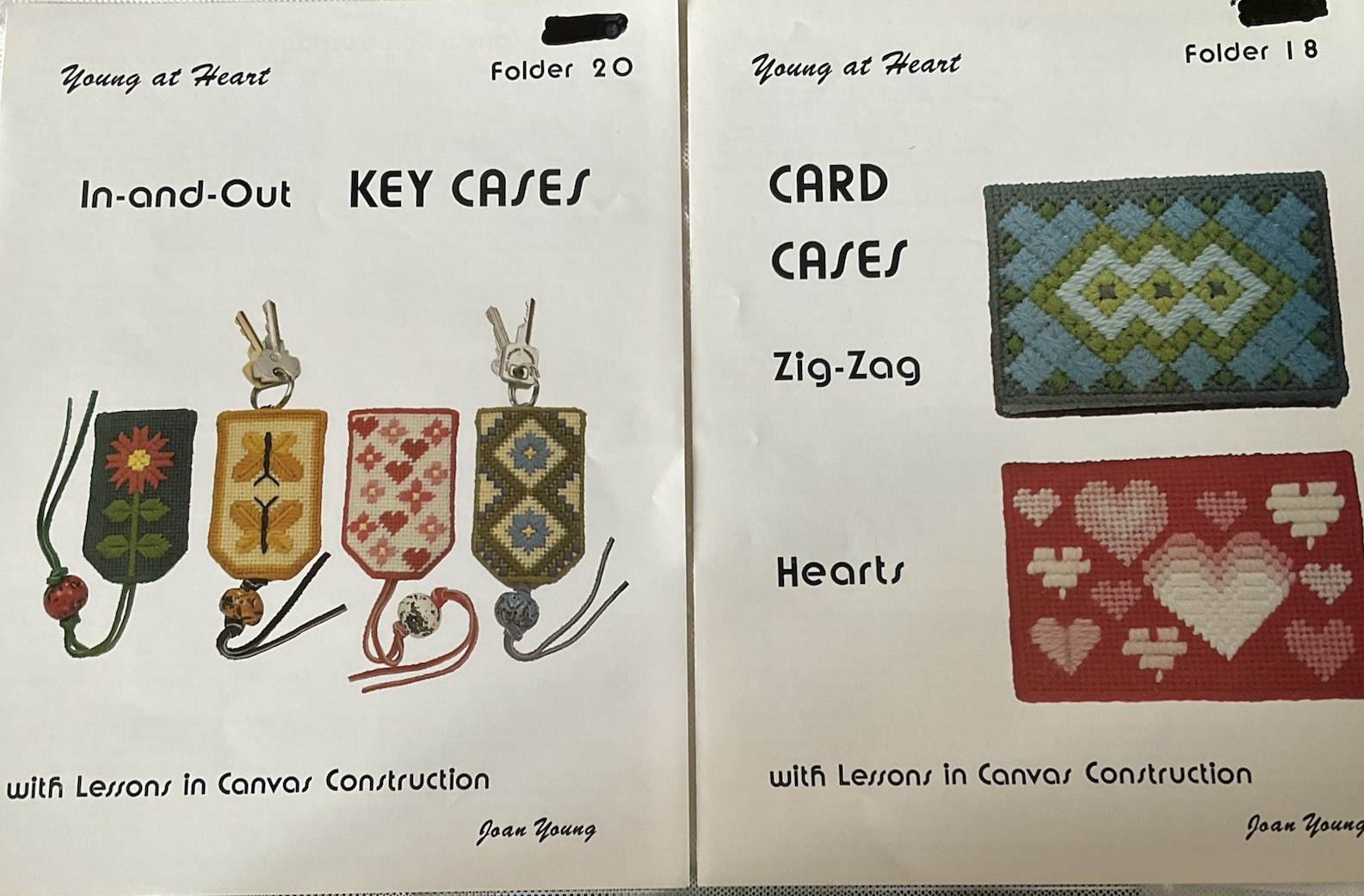 Needlepoint Charts 2 Young At Heart #18 and #20 Key Cases and Card Cases New