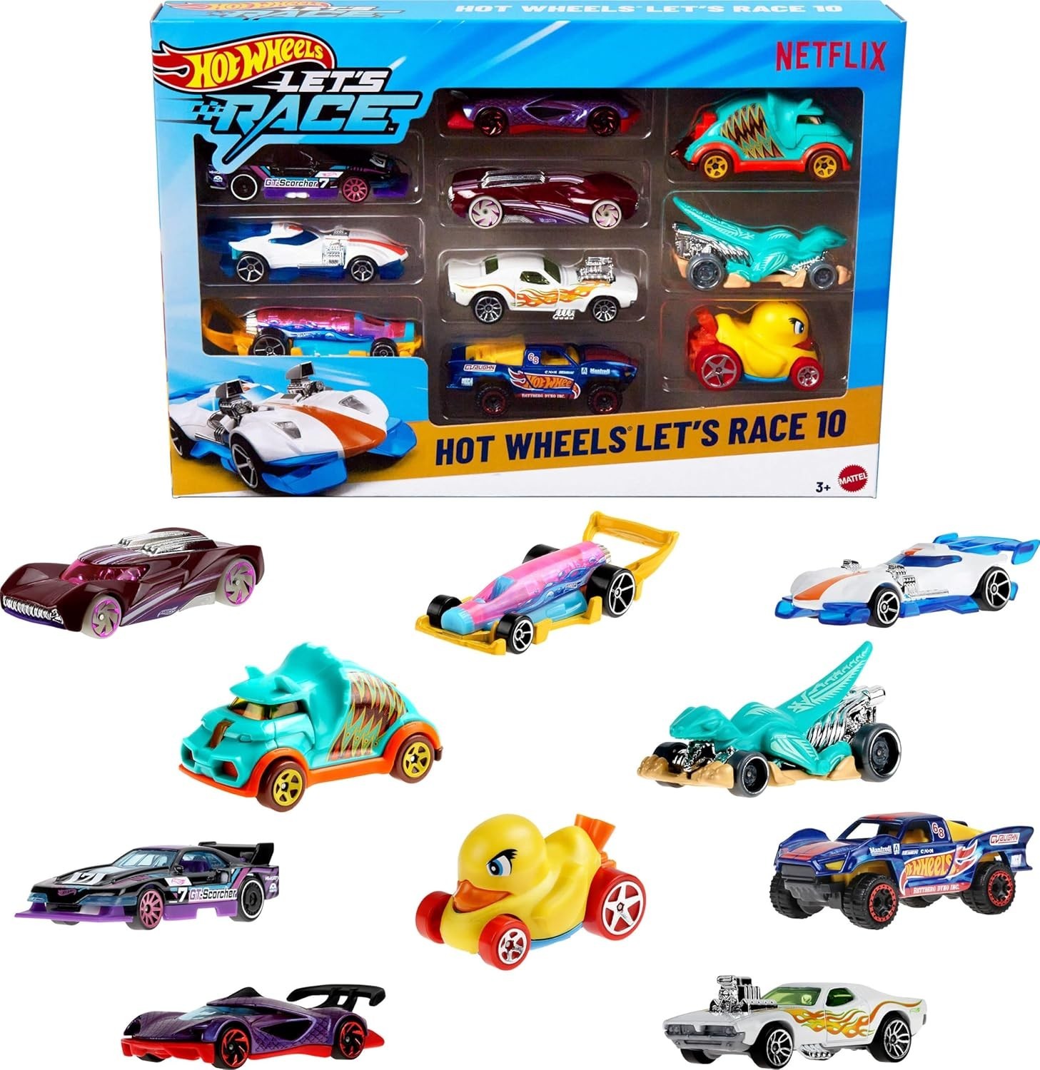 Toy Cars & Trucks, Let’s Race 10-Pack, Set of 10 1:64 Scale Vehicles