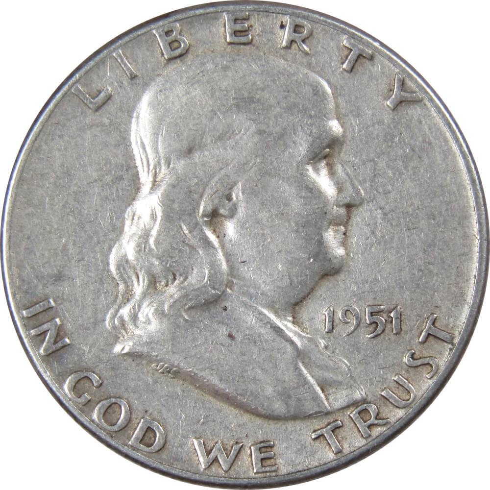 1951 Franklin Half Dollar Circulated Silver 50c Coin Collectible