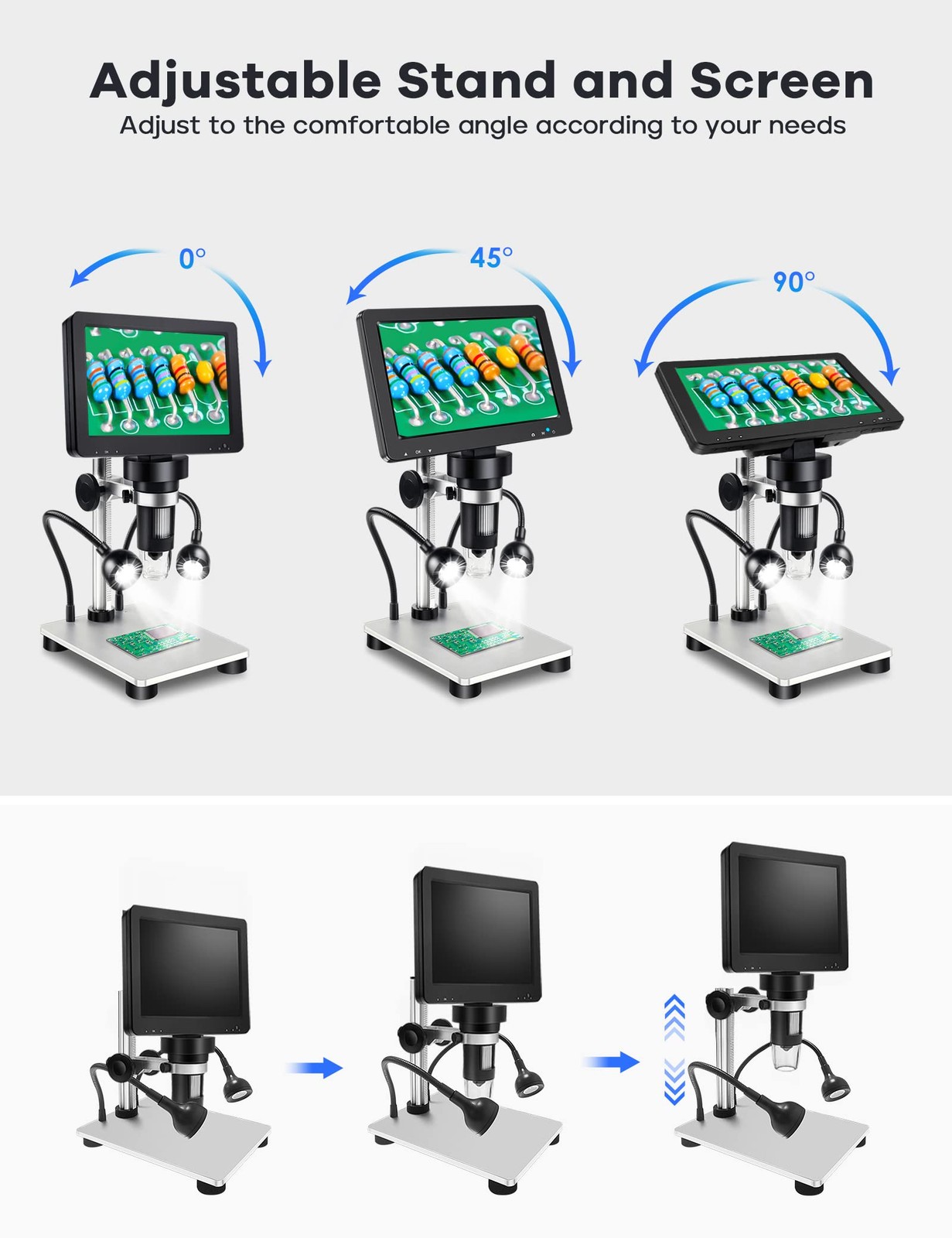 7" LCD Digital Microscope 1200X,Leipan 12MP DM9-7" Microscope, Black