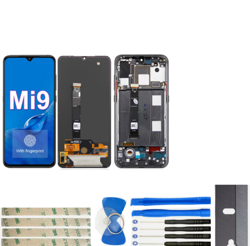 For Xiaomi Mi 9 Mi9 M1902F1G OLED LCD Display Screen Digitizer Assembly + Frame
