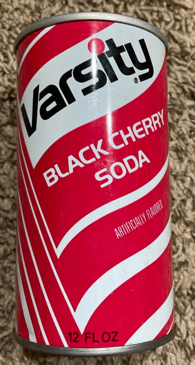 VINTAGE VARSITY BLACK CHERRY STEEL PULL TAB SODA CAN
