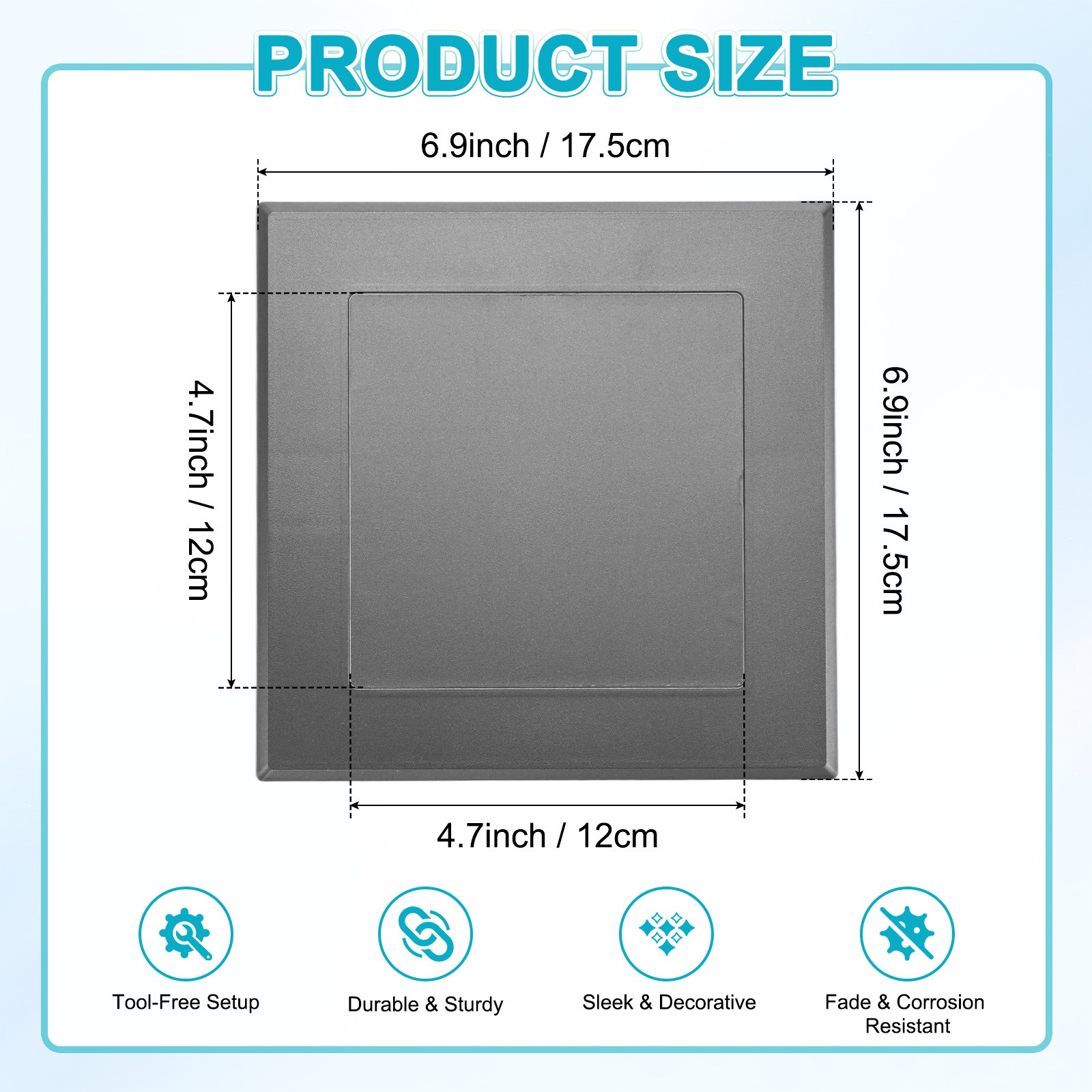 1-Pack Access Panel for Drywall, 5x5" Plastic Removable [Grey, Square]