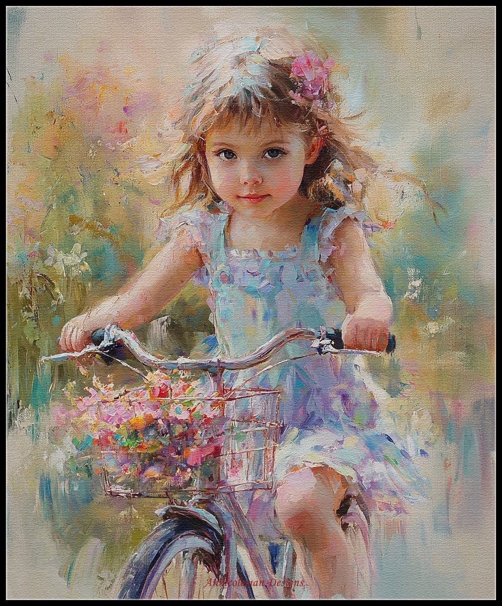 Little Cyclist 2 - Counted Cross Stitch Pattern - Color & BW Symbols