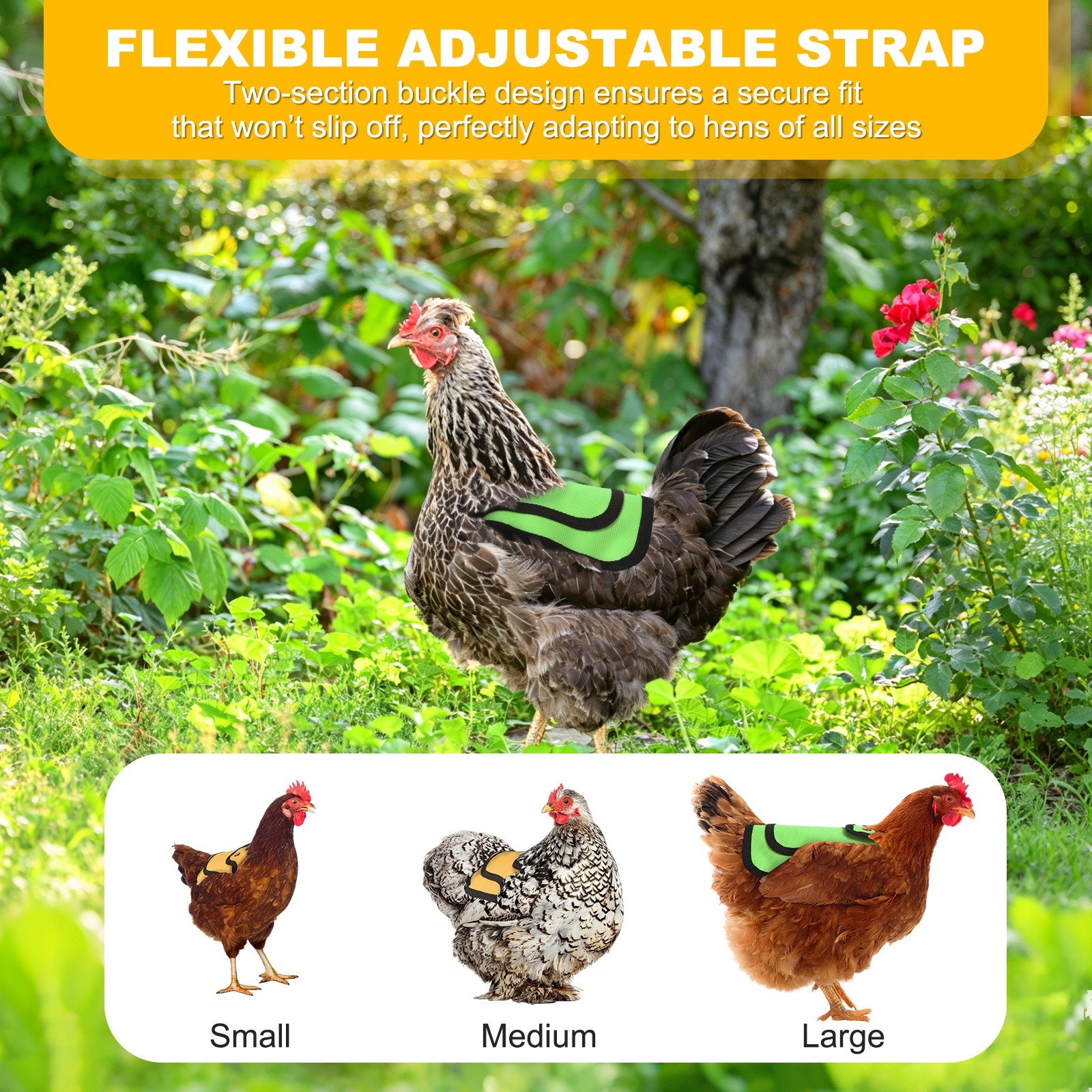 2-Pack Chicken Saddle with Adjustable Strap for Hens [Neon Green]