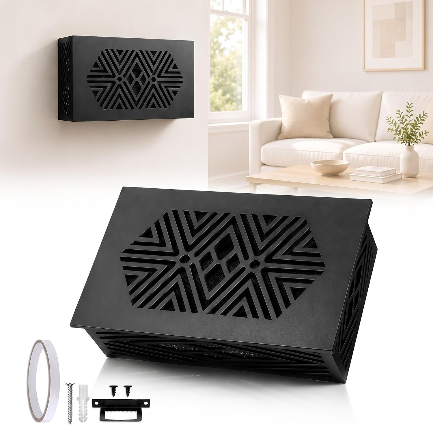 Wooden Doorbell Chime Cover Box Only, Decorative Black Doorbell Cover