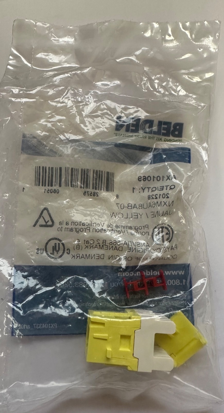 AX101069 Belden Category 6+ RJ45 MDVO style TIA Yellow Modular Connector Jack