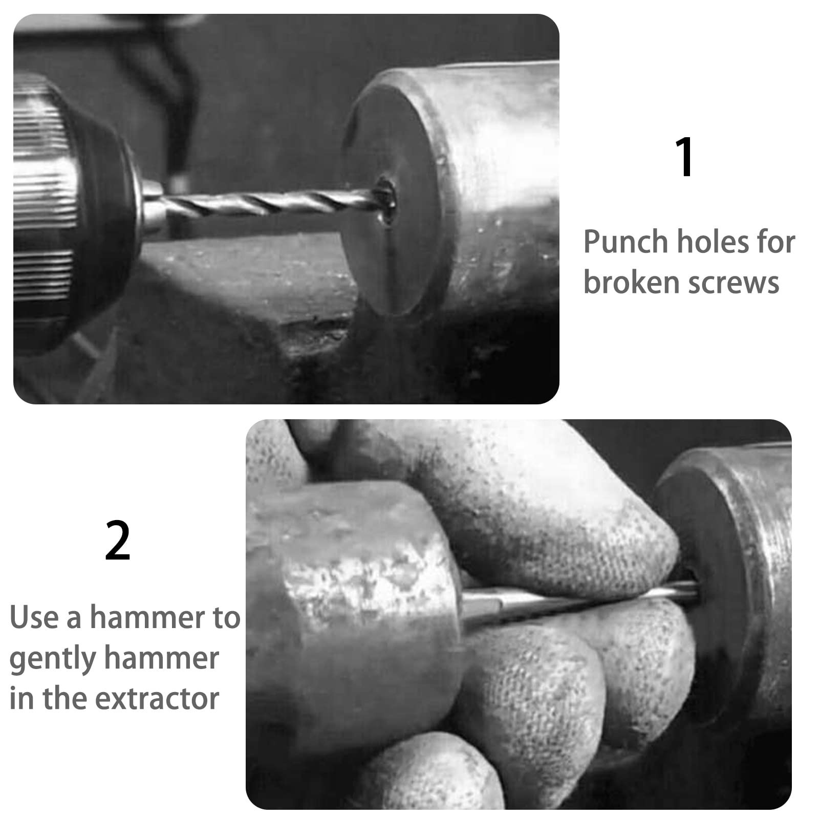 5 Pieces Easy Out Bolt Extractor Set, Straight Fluted Screw Extractor, Broken...