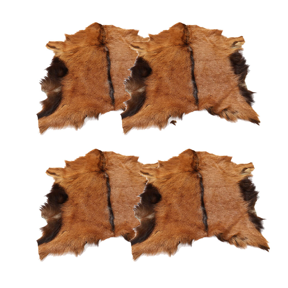 4 Pieces Real Tanned Skin Fur Pelts Soft Goat Leather Hide Mats 14x18inch US