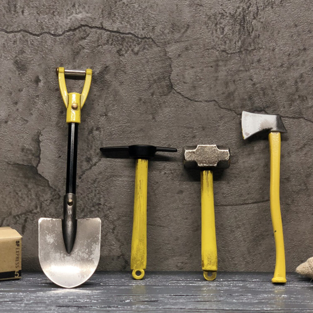1/10 Scale RC Crawler Accessories Metal Shovel Hammer Pickaxe Axe for SCX10 TRX4