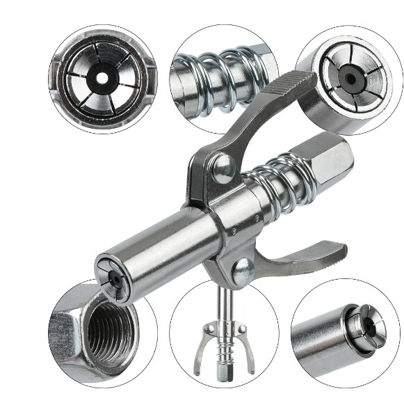 Grease Gun Coupler Double Handle High Pressure Quick Release Lock Oil Nozzles