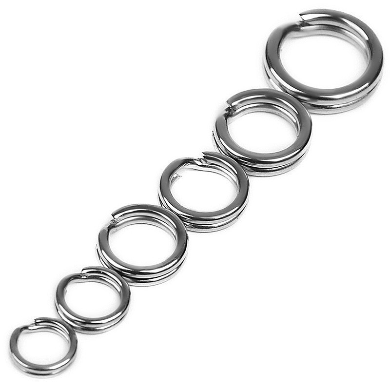 100pcs Fishing Split Ring Stainless Steel Saltwater Treble Hooks Connector