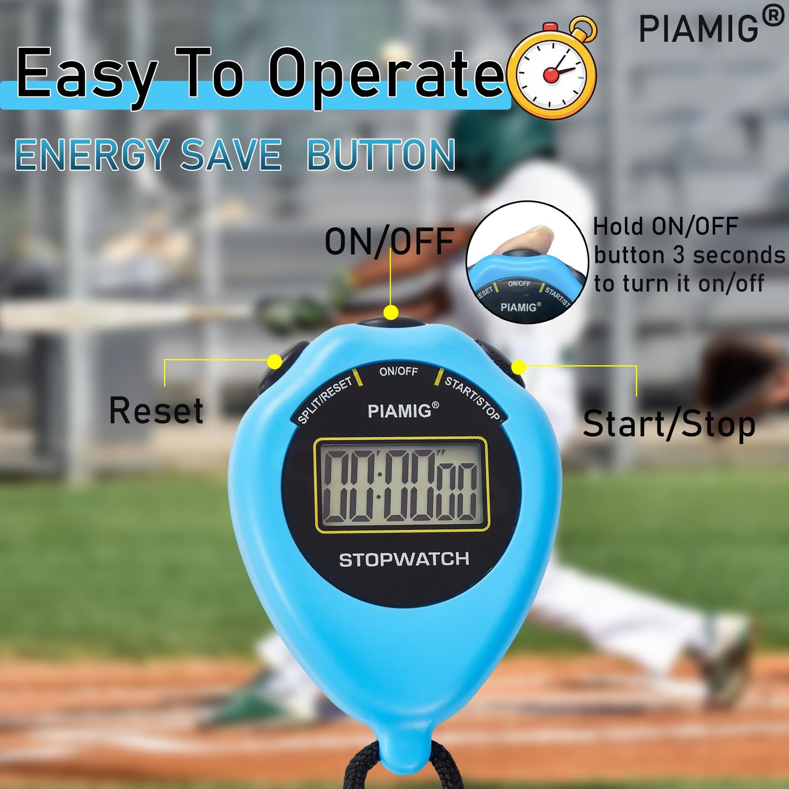 Simple Stopwatch Sport Timer Only Stopwatch Mode, 2 Pack Large Display Digita...