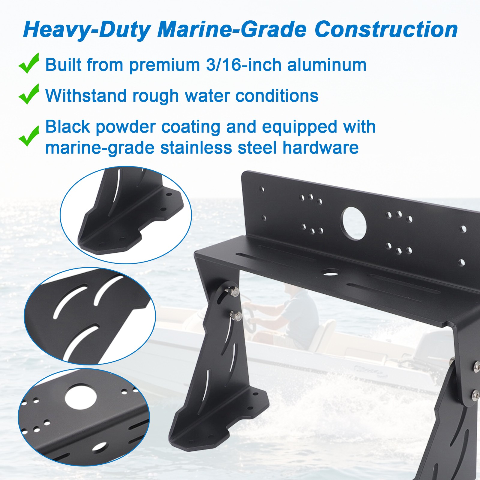 Universal Dual Graph Mount Kit For Fish Finder Graph Mount Heavy-Duty Adjustable