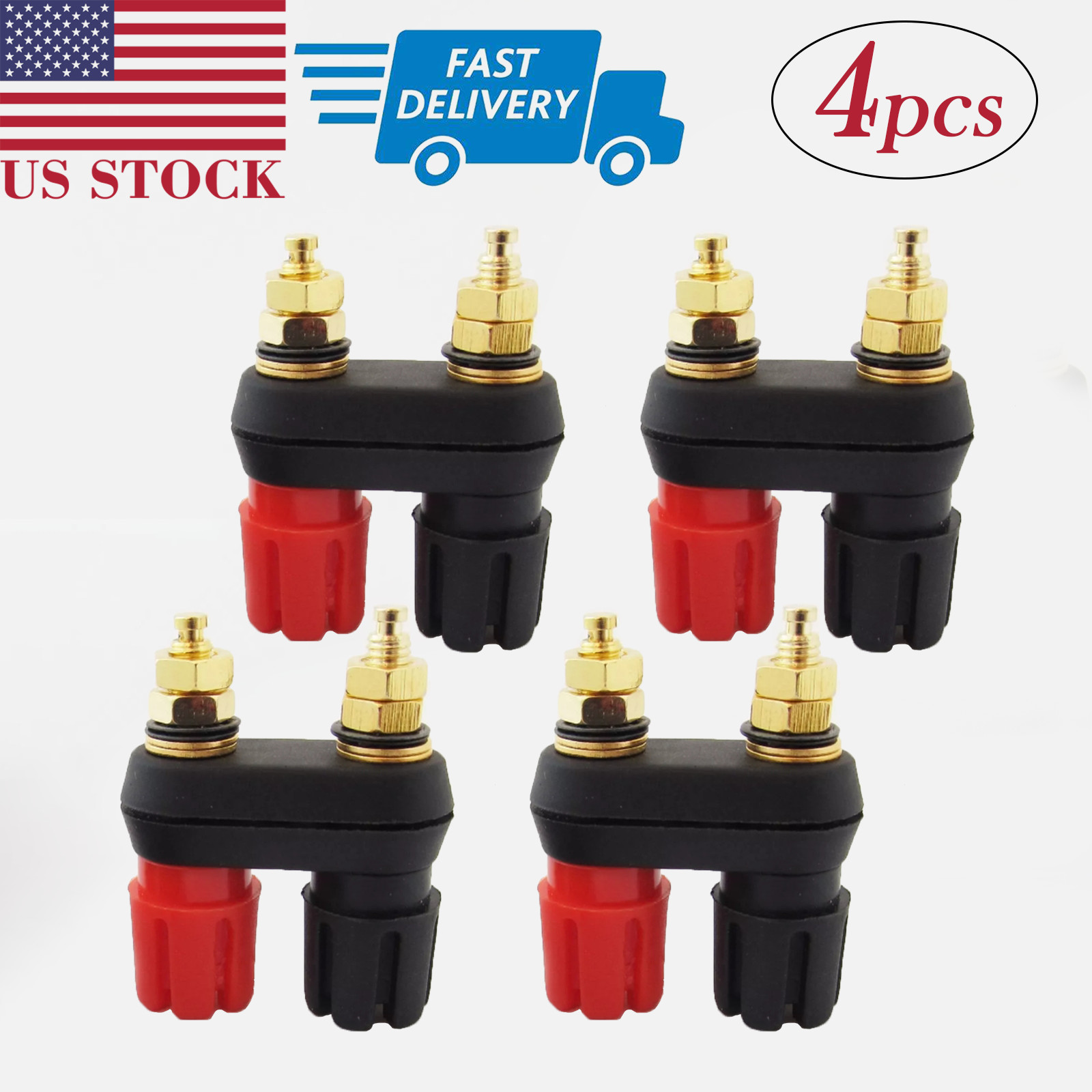 4x Gold Plated 5way Dual Binding Post Audio Amplifier Terminal 4mm Banana Jack
