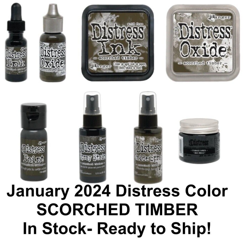 Tim Holtz Distress SCORCHED TIMBER- JAN 2024 Oxide, Pad, Reinker, Glaze, Spray