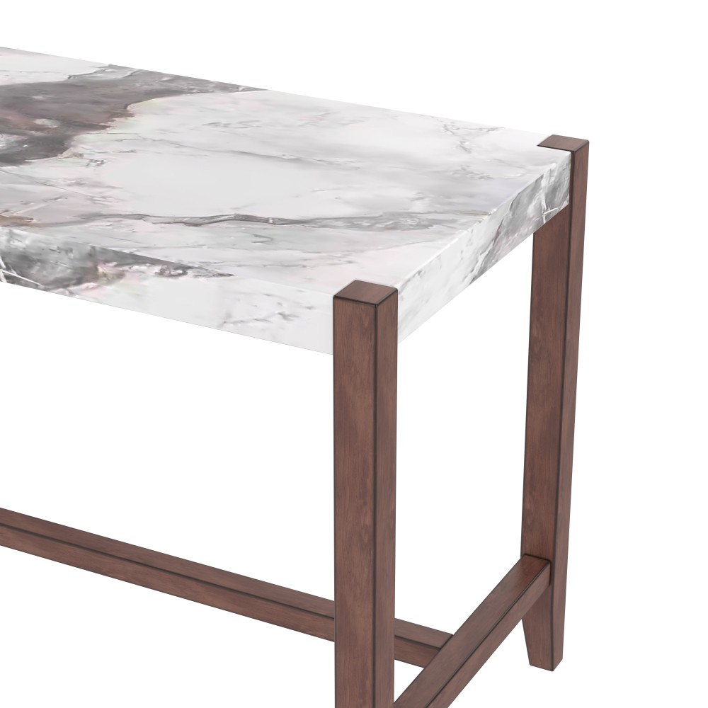 Faux Marble Counter Height Dining Table Set with 2 Chairs, Modern Pub