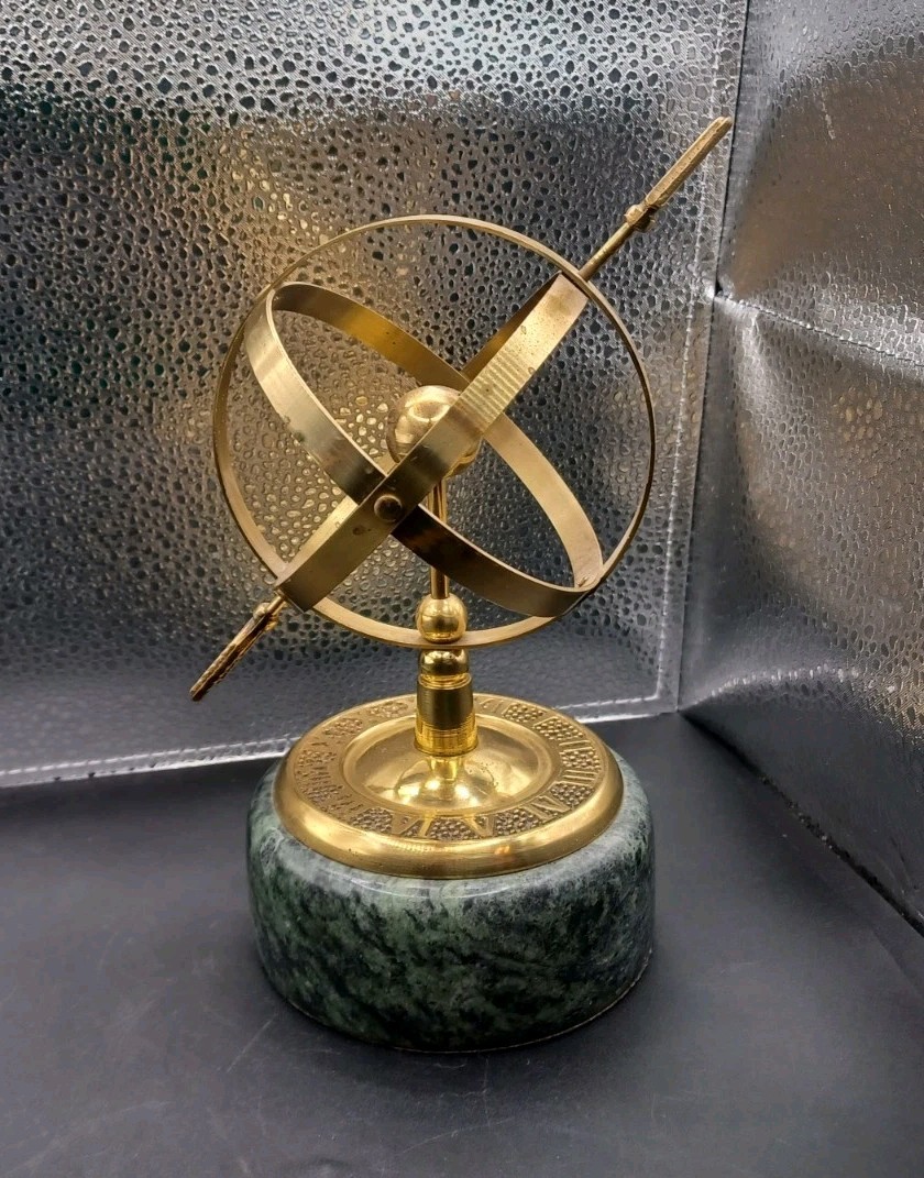 Armillary Sphere w Arrow Nautical Maritime Astro Globe Sundial Brass Granite