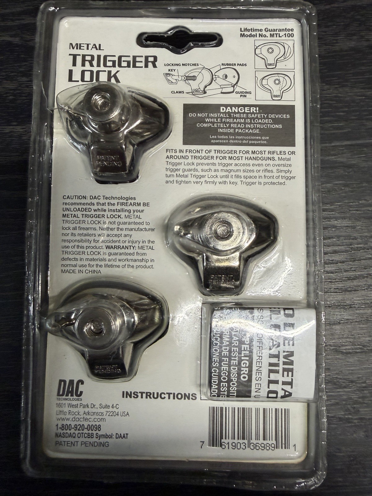 DAC Metal Trigger Locks ( 1 ea. 3 pack ) new