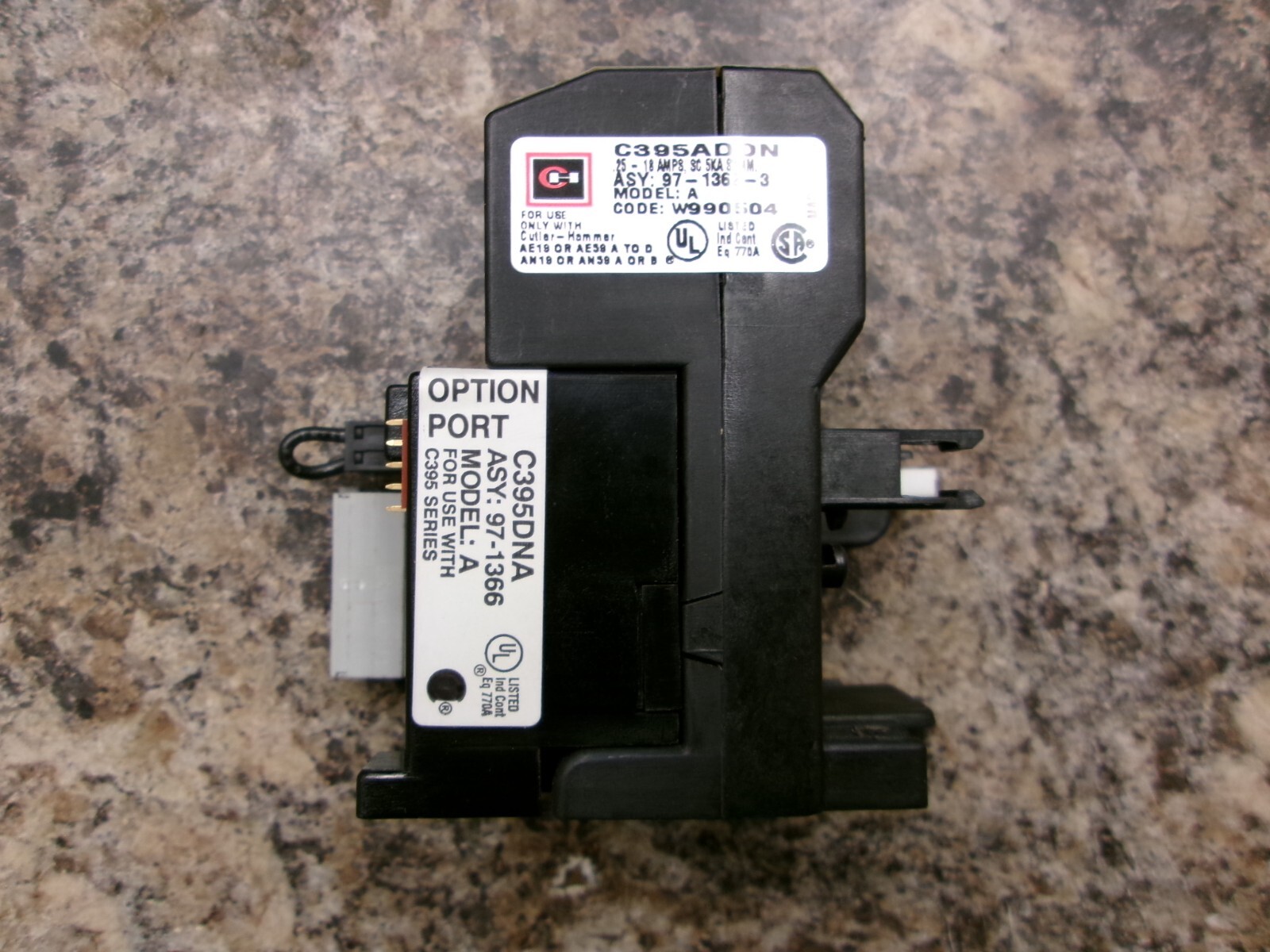 CULTER-HAMMER C395ADDN WITH C395DNA OVERLOAD RELAY OFF A NOS CONTROL BOX A118