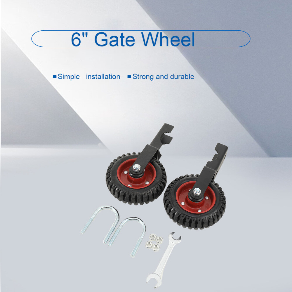 2x Gate Wheel Metal Tube Fence Gate Wheel 6'' Heavy Duty Farm Gate Helper Wheel